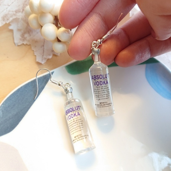 Urban Outfitters Jewelry - Unique Design//Absolut Vodka Bottle Drop Earrings